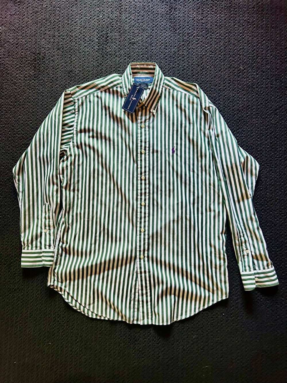 Polo by Ralph Lauren Golf Tilden White and Green  Stripe Button-Down Shirt